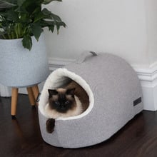 Linen Look Hooded Cat Bed
